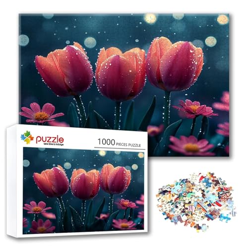 Puzzle Blume Puzzle 500 Teile Landschaft, Herausforderung Impossible Jigsaw, Erwachsene Wooden Jigsaw Spielzeug, Puzzlespiele für Die Ganze Familie Stressabbau, Geschenk für Frauen 52 x 38 cm N-4 von FeiPride