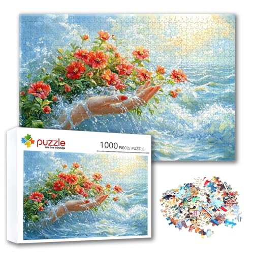 Puzzle Blume Puzzle 500 Teile Landschaft, Herausforderung Impossible Jigsaw, Erwachsene Wooden Jigsaw Spielzeug, Puzzlespiele für Die Ganze Familie Stressabbau, Geschenk für Frauen 52 x 38 cm S-1 von FeiPride
