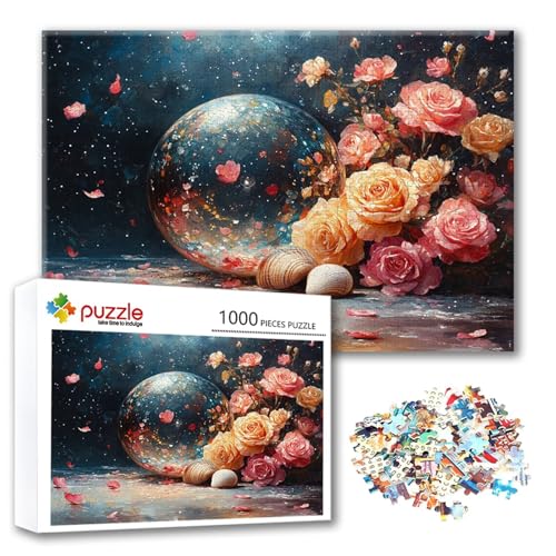 Puzzle Blume Puzzle 500 Teile Landschaft, Herausforderung Impossible Jigsaw, Erwachsene Wooden Jigsaw Spielzeug, Puzzlespiele für Die Ganze Familie Stressabbau, Geschenk für Frauen 52 x 38 cm S-5 von FeiPride