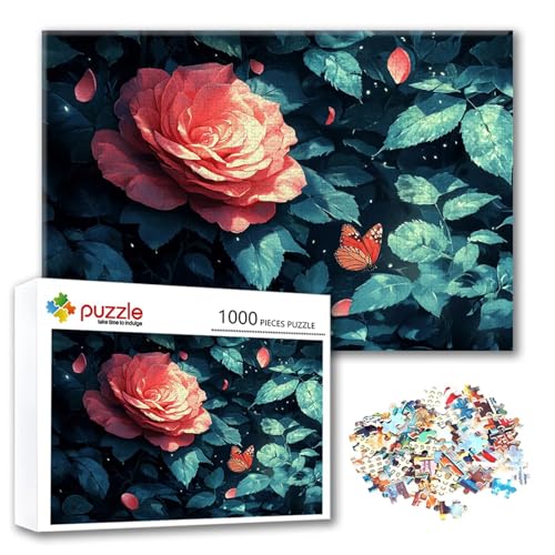 Puzzle Blume Puzzle 500 Teile Landschaft, Herausforderung Impossible Jigsaw, Erwachsene Wooden Jigsaw Spielzeug, Puzzlespiele für Die Ganze Familie Stressabbau, Geschenk für Frauen 52 x 38 cm V-0 von FeiPride