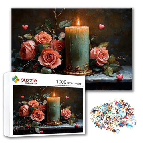Puzzle Blume Puzzle 500 Teile Landschaft, Herausforderung Impossible Jigsaw, Erwachsene Wooden Jigsaw Spielzeug, Puzzlespiele für Die Ganze Familie Stressabbau, Geschenk für Frauen 52 x 38 cm V-7 von FeiPride