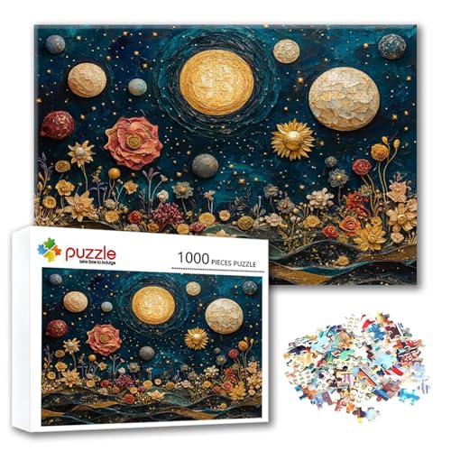 Puzzle Blume Puzzle 500 Teile Universum, Herausforderung Impossible Jigsaw, Erwachsene Wooden Jigsaw Spielzeug, Puzzlespiele für Die Ganze Familie Stressabbau, Geschenk für Frauen 52 x 38 cm Y-0 von FeiPride