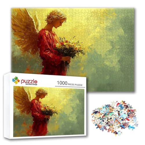 Puzzle Engel Puzzle 500 Teile Frau, Herausforderung Impossible Jigsaw, Erwachsene Wooden Jigsaw Spielzeug, Puzzlespiele für Die Ganze Familie Stressabbau, Geschenk für Frauen Männer 52 x 38 cm J-2 von FeiPride