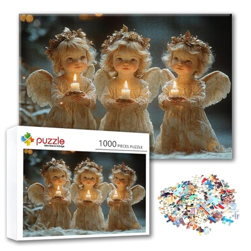 Puzzle Engel Puzzle 500 Teile Mädchen, Herausforderung Impossible Jigsaw, Erwachsene Wooden Jigsaw Spielzeug, Puzzlespiele für Die Ganze Familie Stressabbau, Geschenk für Frauen Männer 52 x 38 cm E-3 von FeiPride