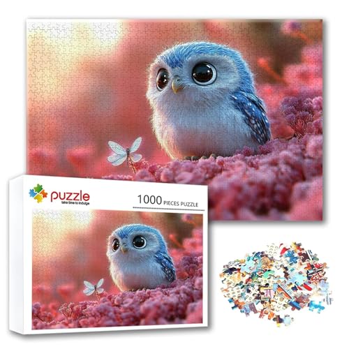 Puzzle Eule Puzzle 500 Teile Blume, Herausforderung Impossible Jigsaw, Erwachsene Wooden Jigsaw Spielzeug, Puzzlespiele für Die Ganze Familie Stressabbau, Geschenk für Frauen Männer 52 x 38 cm D-3 von FeiPride