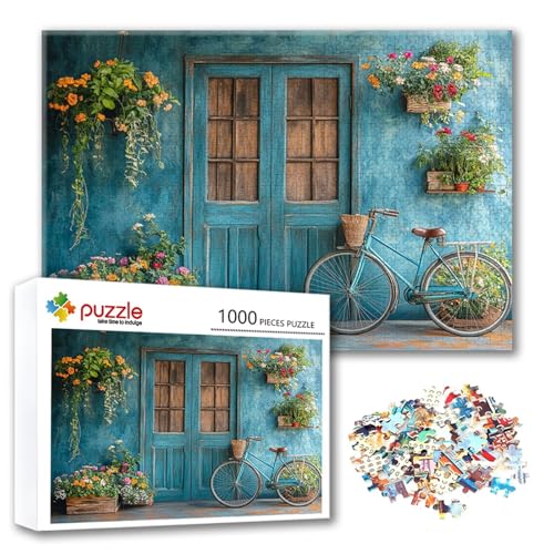 Puzzle Fahrrad Puzzle 4000 Teile Blume, Herausforderung Impossible Jigsaw, Erwachsene Wooden Jigsaw Spielzeug, Puzzlespiele für Die Ganze Familie Stressabbau, Geschenk für Frauen 140 x 87 cm Y-8 von FeiPride