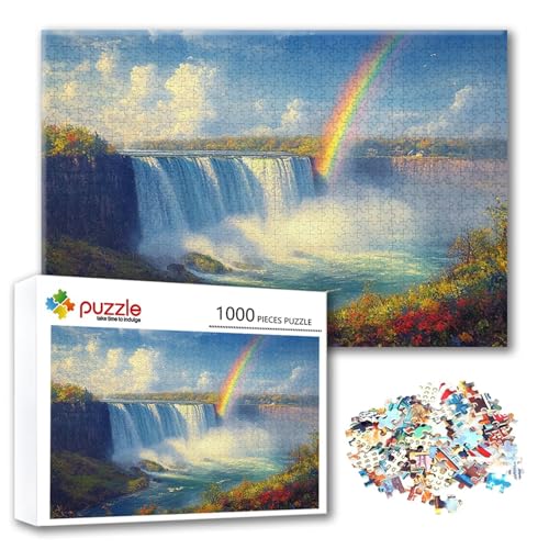 Puzzle Fallen Puzzle 500 Teile Regenbogen, Herausforderung Impossible Jigsaw, Erwachsene Wooden Jigsaw Spielzeug, Puzzlespiele für Die Ganze Familie Stressabbau, Geschenk für Frauen 52 x 38 cm F-2 von FeiPride