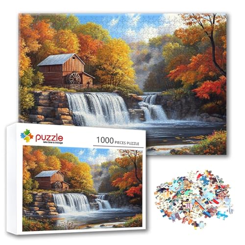 Puzzle Fallen Puzzle 500 Teile Wald, Herausforderung Impossible Jigsaw, Erwachsene Wooden Jigsaw Spielzeug, Puzzlespiele für Die Ganze Familie Stressabbau, Geschenk für Frauen Männer 52 x 38 cm V-4 von FeiPride