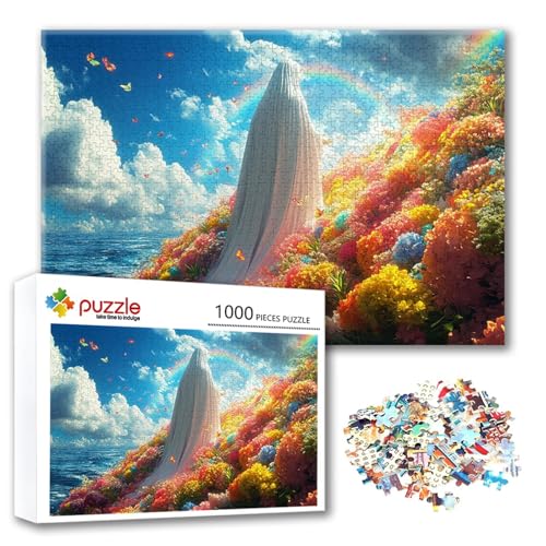 Puzzle Farbe Puzzle 1000 Teile Engel, Herausforderung Impossible Jigsaw, Erwachsene Wooden Jigsaw Spielzeug, Puzzlespiele für Die Ganze Familie Stressabbau, Geschenk für Frauen Männer 75 x 50 cm H-8 von FeiPride