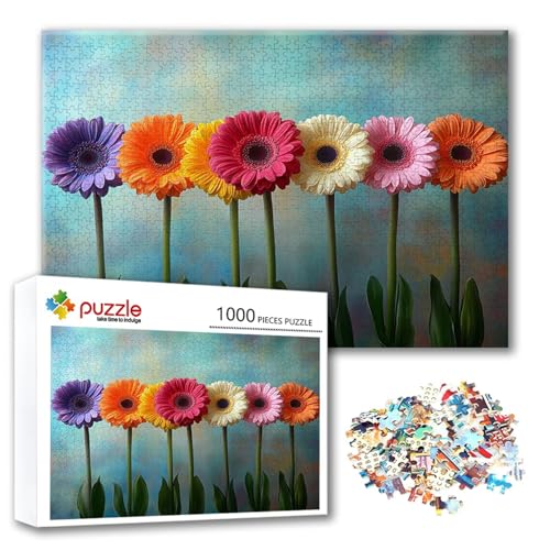 Puzzle Farbe Puzzle 1500 Teile Blume, Herausforderung Impossible Jigsaw, Erwachsene Wooden Jigsaw Spielzeug, Puzzlespiele für Die Ganze Familie Stressabbau, Geschenk für Frauen Männer 87 x 57 cm H-4 von FeiPride