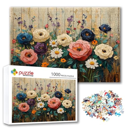 Puzzle Farbe Puzzle 300 Teile Blume, Herausforderung Impossible Jigsaw, Erwachsene Wooden Jigsaw Spielzeug, Puzzlespiele für Die Ganze Familie Stressabbau, Geschenk für Frauen Männer 40 x 28 cm R-6 von FeiPride