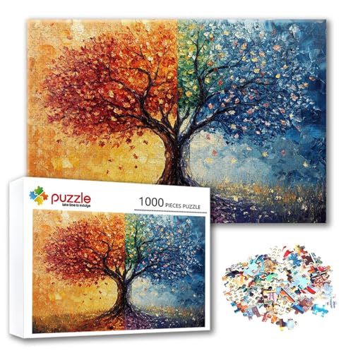 Puzzle Farbe Puzzle 500 Teile Baum, Herausforderung Impossible Jigsaw, Erwachsene Wooden Jigsaw Spielzeug, Puzzlespiele für Die Ganze Familie Stressabbau, Geschenk für Frauen Männer 52 x 38 cm Q-0 von FeiPride