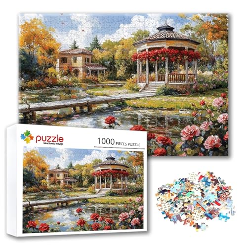 Puzzle Garten Puzzle 500 Teile Landschaft, Herausforderung Impossible Jigsaw, Erwachsene Wooden Jigsaw Spielzeug, Puzzlespiele für Die Ganze Familie Stressabbau, Geschenk für Frauen 52 x 38 cm M-1 von FeiPride