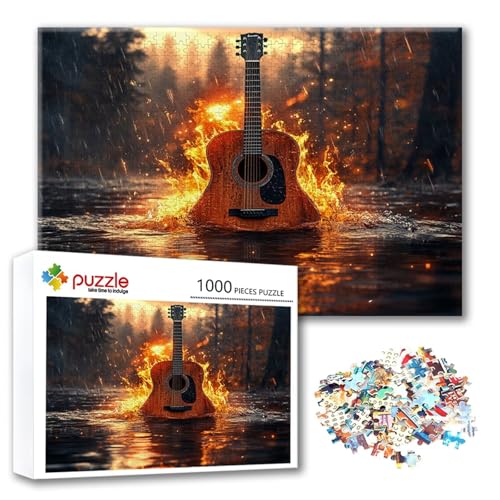 Puzzle Gitarre Puzzle 4000 Teile Landschaft, Herausforderung Impossible Jigsaw, Erwachsene Wooden Jigsaw, Puzzlespiele für Die Ganze Familie Stressabbau, Geschenk für Frauen Männer 140 x 87 cm T-3 von FeiPride