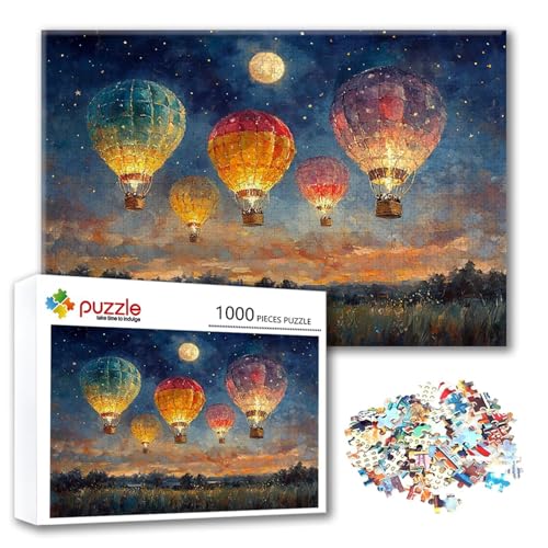 Puzzle Heißluftballon Puzzle 2000 Teile Landschaft, Herausforderung Impossible Jigsaw, Erwachsene Wooden Jigsaw, Puzzlespiele für Die Ganze Familie Stressabbau, Geschenk für Frauen 100 x 70 cm Y-1 von FeiPride