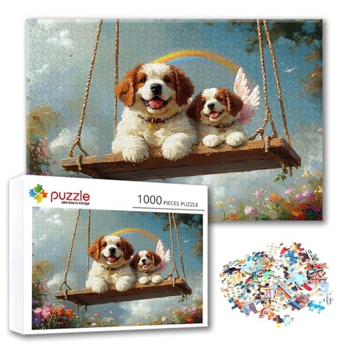 Puzzle Hund Puzzle 500 Teile Tier, Herausforderung Impossible Jigsaw, Erwachsene Wooden Jigsaw Spielzeug, Puzzlespiele für Die Ganze Familie Stressabbau, Geschenk für Frauen Männer 52 x 38 cm U-2 von FeiPride