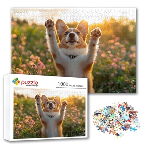 Puzzle Hund Puzzle 500 Teile Tier, Herausforderung Impossible Jigsaw, Erwachsene Wooden Jigsaw Spielzeug, Puzzlespiele für Die Ganze Familie Stressabbau, Geschenk für Frauen Männer 52 x 38 cm V-3 von FeiPride