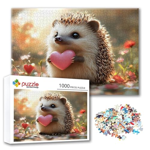 Puzzle Igel Puzzle 300 Teile Tier, Herausforderung Impossible Jigsaw, Erwachsene Wooden Jigsaw Spielzeug, Puzzlespiele für Die Ganze Familie Stressabbau, Geschenk für Frauen Männer 40 x 28 cm W-7 von FeiPride