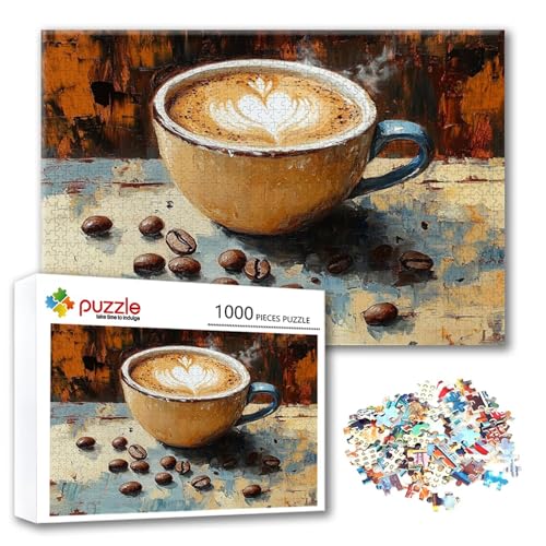 Puzzle Kaffee Puzzle 500 Teile Getränke, Herausforderung Impossible Jigsaw, Erwachsene Wooden Jigsaw Spielzeug, Puzzlespiele für Die Ganze Familie Stressabbau, Geschenk für Frauen 52 x 38 cm H-2 von FeiPride