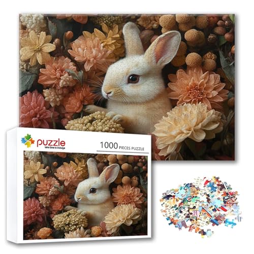Puzzle Kaninchen Puzzle 1000 Teile Blume, Herausforderung Impossible Jigsaw, Erwachsene Wooden Jigsaw Spielzeug, Puzzlespiele für Die Ganze Familie Stressabbau, Geschenk für Frauen 75 x 50 cm Q-9 Puzzle Kaninchen Puzzle 1000 Teile Blume, Herausforderung Impossible Jigsaw, Erwachsene Wooden Jigsaw Spielzeug, Puzzlespiele für Die Ganze Familie Stressabbau, Geschenk für Frauen 75 x 50 cm Q-9 von FeiPride