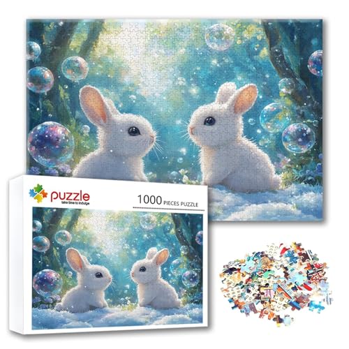 Puzzle Kaninchen Puzzle 3000 Teile Tier, Herausforderung Impossible Jigsaw, Erwachsene Wooden Jigsaw Spielzeug, Puzzlespiele für Die Ganze Familie Stressabbau, Geschenk für Frauen 122 x 80 cm A-8 von FeiPride