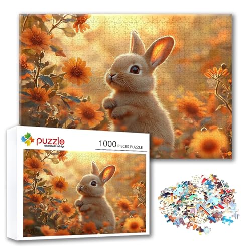 Puzzle Kaninchen Puzzle 3000 Teile Tier, Herausforderung Impossible Jigsaw, Erwachsene Wooden Jigsaw Spielzeug, Puzzlespiele für Die Ganze Familie Stressabbau, Geschenk für Frauen 122 x 80 cm C-3 von FeiPride