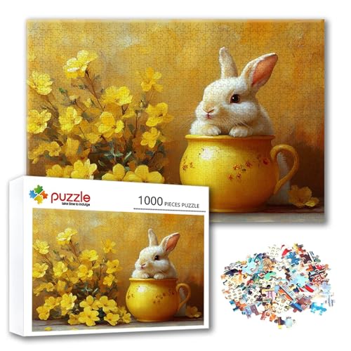 Puzzle Kaninchen Puzzle 500 Teile Blume, Herausforderung Impossible Jigsaw, Erwachsene Wooden Jigsaw Spielzeug, Puzzlespiele für Die Ganze Familie Stressabbau, Geschenk für Frauen 52 x 38 cm B-5 Puzzle Kaninchen Puzzle 500 Teile Blume, Herausforderung Impossible Jigsaw, Erwachsene Wooden Jigsaw Spielzeug, Puzzlespiele für Die Ganze Familie Stressabbau, Geschenk für Frauen 52 x 38 cm B-5 von FeiPride