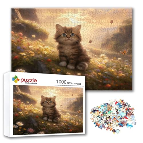 Puzzle Katze Puzzle 2000 Teile Landschaft, Herausforderung Impossible Jigsaw, Erwachsene Wooden Jigsaw, Puzzlespiele für Die Ganze Familie Stressabbau, Geschenk für Frauen Männer 100 x 70 cm F-0 von FeiPride
