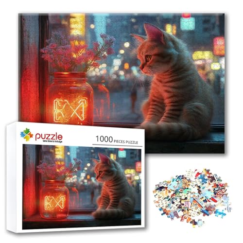 Puzzle Katze Puzzle 2000 Teile Tier, Herausforderung Impossible Jigsaw, Erwachsene Wooden Jigsaw Spielzeug, Puzzlespiele für Die Ganze Familie Stressabbau, Geschenk für Frauen Männer 100 x 70 cm T-1 von FeiPride
