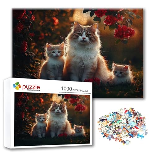 Puzzle Katze Puzzle 300 Teile Tier, Herausforderung Impossible Jigsaw, Erwachsene Wooden Jigsaw Spielzeug, Puzzlespiele für Die Ganze Familie Stressabbau, Geschenk für Frauen Männer 40 x 28 cm H-7 von FeiPride