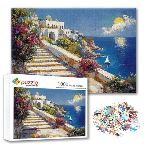 Puzzle Kleine Stadt Puzzle 300 Teile Landschaft, Herausforderung Impossible Jigsaw, Erwachsene Wooden Jigsaw, Puzzlespiele für Die Ganze Familie Stressabbau, Geschenk für Frauen Männer 40 x 28 cm O-1 von FeiPride