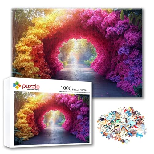 Puzzle Landschaft Puzzle 1000 Teile Blume, Herausforderung Impossible Jigsaw, Erwachsene Wooden Jigsaw Spielzeug, Puzzlespiele für Die Ganze Familie Stressabbau, Geschenk für Frauen 75 x 50 cm R-3 von FeiPride