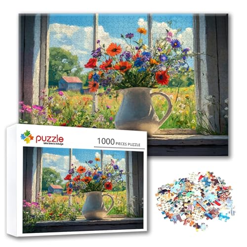 Puzzle Landschaft Puzzle 1000 Teile Blume, Herausforderung Impossible Jigsaw, Erwachsene Wooden Jigsaw Spielzeug, Puzzlespiele für Die Ganze Familie Stressabbau, Geschenk für Frauen 75 x 50 cm W-8 von FeiPride