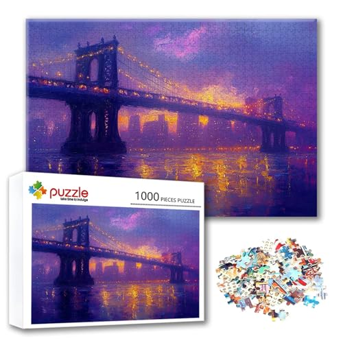 Puzzle Landschaft Puzzle 1000 Teile Brücke, Herausforderung Impossible Jigsaw, Erwachsene Wooden Jigsaw, Puzzlespiele für Die Ganze Familie Stressabbau, Geschenk für Frauen Männer 75 x 50 cm A-2 von FeiPride