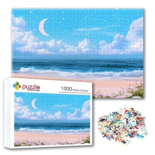 Puzzle Landschaft Puzzle 1000 Teile Meer, Herausforderung Impossible Jigsaw, Erwachsene Wooden Jigsaw Spielzeug, Puzzlespiele für Die Ganze Familie Stressabbau, Geschenk für Frauen 75 x 50 cm E-3 von FeiPride