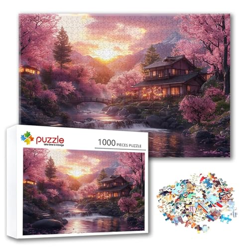 Puzzle Landschaft Puzzle 1000 Teile Sonnenuntergang, Herausforderung Impossible Jigsaw, Erwachsene Wooden Jigsaw, Puzzlespiele für Die Ganze Familie Stressabbau, Geschenk für Frauen 75 x 50 cm T-9 von FeiPride