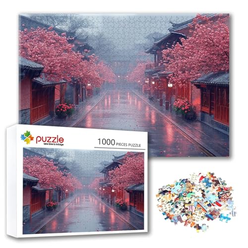 Puzzle Landschaft Puzzle 1000 Teile Straße, Herausforderung Impossible Jigsaw, Erwachsene Wooden Jigsaw, Puzzlespiele für Die Ganze Familie Stressabbau, Geschenk für Frauen Männer 75 x 50 cm O-2 von FeiPride