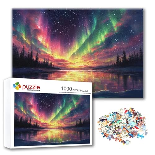Puzzle Landschaft Puzzle 2000 Teile Aurora, Herausforderung Impossible Jigsaw, Erwachsene Wooden Jigsaw, Puzzlespiele für Die Ganze Familie Stressabbau, Geschenk für Frauen Männer 100 x 70 cm P-3 von FeiPride