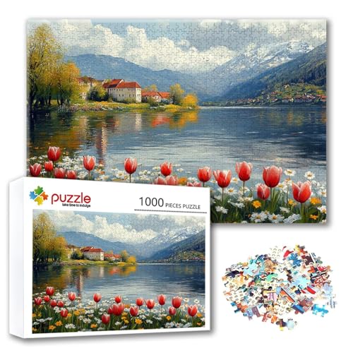 Puzzle Landschaft Puzzle 300 Teile Blume, Herausforderung Impossible Jigsaw, Erwachsene Wooden Jigsaw Spielzeug, Puzzlespiele für Die Ganze Familie Stressabbau, Geschenk für Frauen 40 x 28 cm K-9 von FeiPride