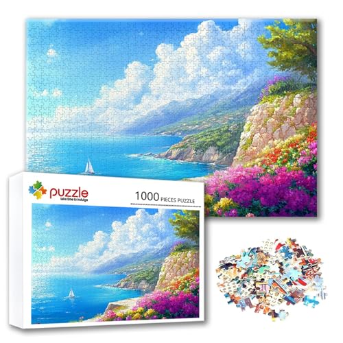 Puzzle Landschaft Puzzle 300 Teile Meer, Herausforderung Impossible Jigsaw, Erwachsene Wooden Jigsaw Spielzeug, Puzzlespiele für Die Ganze Familie Stressabbau, Geschenk für Frauen 40 x 28 cm W-4 von FeiPride