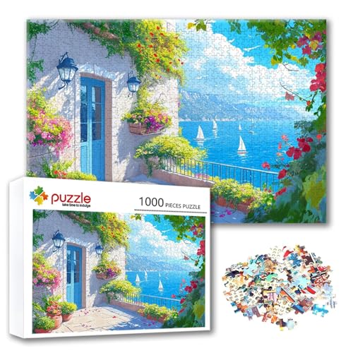 Puzzle Landschaft Puzzle 3000 Teile Kleine Stadt, Herausforderung Impossible Jigsaw, Erwachsene Wooden Jigsaw, Puzzlespiele für Die Ganze Familie Stressabbau, Geschenk für Frauen 122 x 80 cm X-7 von FeiPride