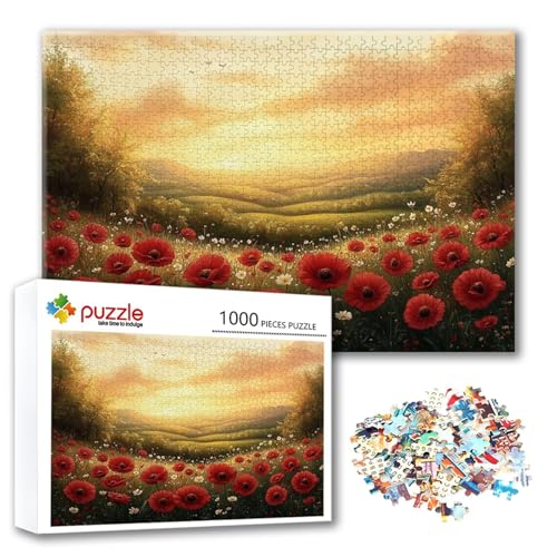 Puzzle Landschaft Puzzle 500 Teile Blume, Herausforderung Impossible Jigsaw, Erwachsene Wooden Jigsaw Spielzeug, Puzzlespiele für Die Ganze Familie Stressabbau, Geschenk für Frauen 52 x 38 cm A-1 von FeiPride