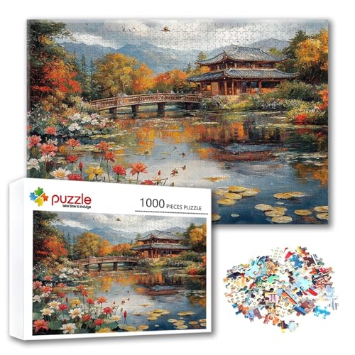Puzzle Landschaft Puzzle 500 Teile Blume, Herausforderung Impossible Jigsaw, Erwachsene Wooden Jigsaw Spielzeug, Puzzlespiele für Die Ganze Familie Stressabbau, Geschenk für Frauen 52 x 38 cm P-8 von FeiPride