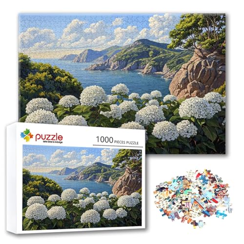 Puzzle Landschaft Puzzle 500 Teile Blume, Herausforderung Impossible Jigsaw, Erwachsene Wooden Jigsaw Spielzeug, Puzzlespiele für Die Ganze Familie Stressabbau, Geschenk für Frauen 52 x 38 cm R-4 von FeiPride