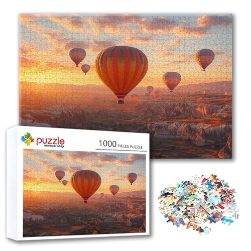 Puzzle Landschaft Puzzle 500 Teile Heißluftballon, Herausforderung Impossible Jigsaw, Erwachsene Wooden Jigsaw, Puzzlespiele für Die Ganze Familie Stressabbau, Geschenk für Frauen 52 x 38 cm N-3 von FeiPride