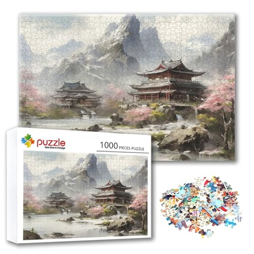 Puzzle Landschaft Puzzle 500 Teile Japan, Herausforderung Impossible Jigsaw, Erwachsene Wooden Jigsaw Spielzeug, Puzzlespiele für Die Ganze Familie Stressabbau, Geschenk für Frauen 52 x 38 cm T-4 von FeiPride