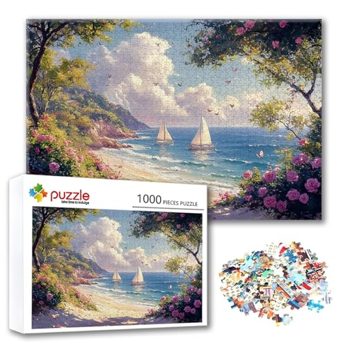 Puzzle Landschaft Puzzle 500 Teile Meer, Herausforderung Impossible Jigsaw, Erwachsene Wooden Jigsaw Spielzeug, Puzzlespiele für Die Ganze Familie Stressabbau, Geschenk für Frauen 52 x 38 cm W-9 von FeiPride