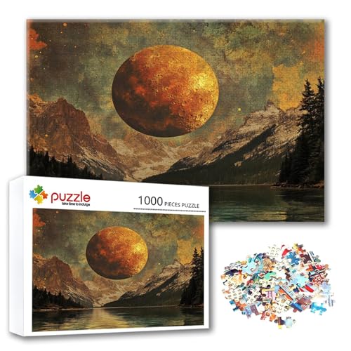 Puzzle Landschaft Puzzle 500 Teile Mond, Herausforderung Impossible Jigsaw, Erwachsene Wooden Jigsaw Spielzeug, Puzzlespiele für Die Ganze Familie Stressabbau, Geschenk für Frauen 52 x 38 cm S-6 von FeiPride