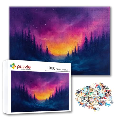 Puzzle Landschaft Puzzle 500 Teile Wald, Herausforderung Impossible Jigsaw, Erwachsene Wooden Jigsaw Spielzeug, Puzzlespiele für Die Ganze Familie Stressabbau, Geschenk für Frauen 52 x 38 cm B-5 von FeiPride