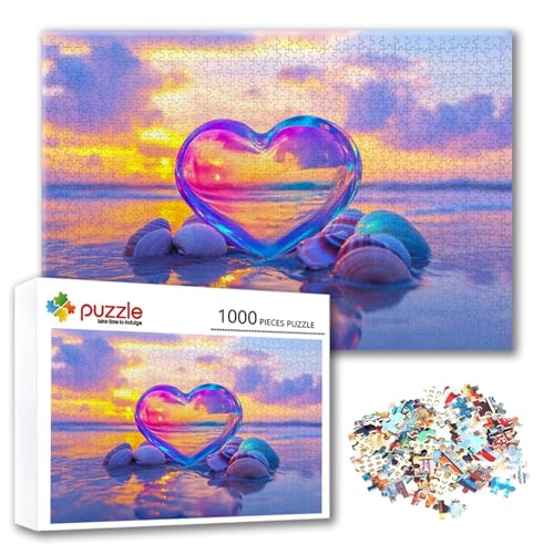 Puzzle Liebe Puzzle 1000 Teile Landschaft, Herausforderung Impossible Jigsaw, Erwachsene Wooden Jigsaw Spielzeug, Puzzlespiele für Die Ganze Familie Stressabbau, Geschenk für Frauen 75 x 50 cm H-6 von FeiPride